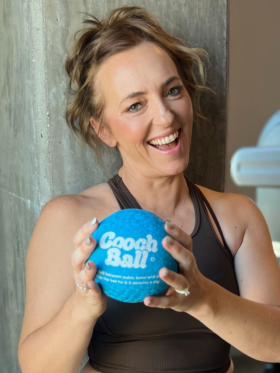 photo of jana holding cooch ball
